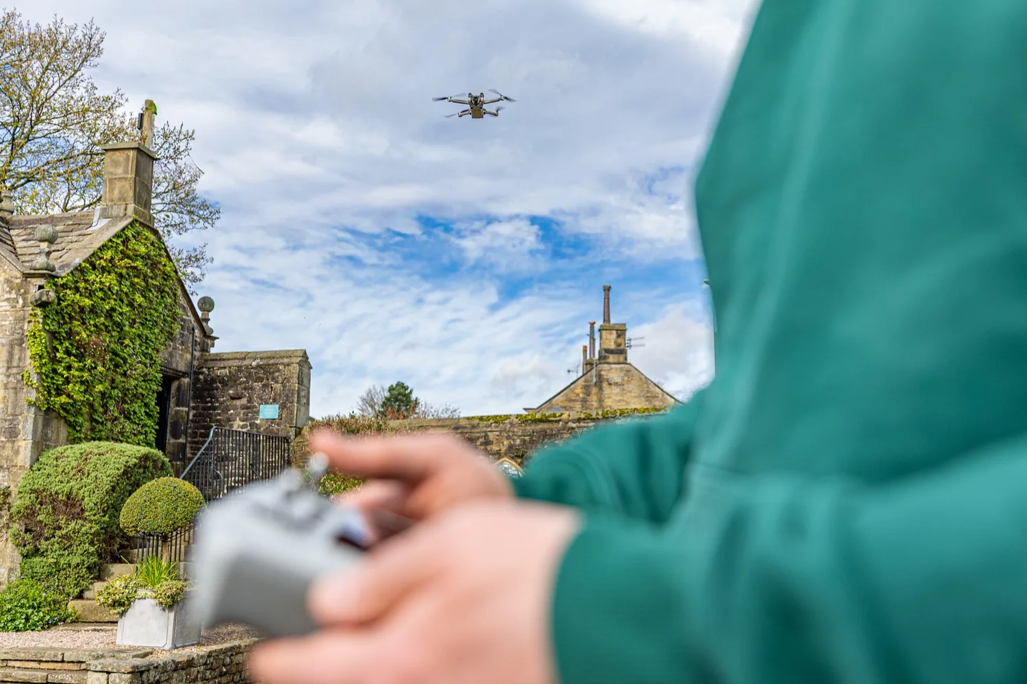 David from Halizona flying the drone on a client site visit