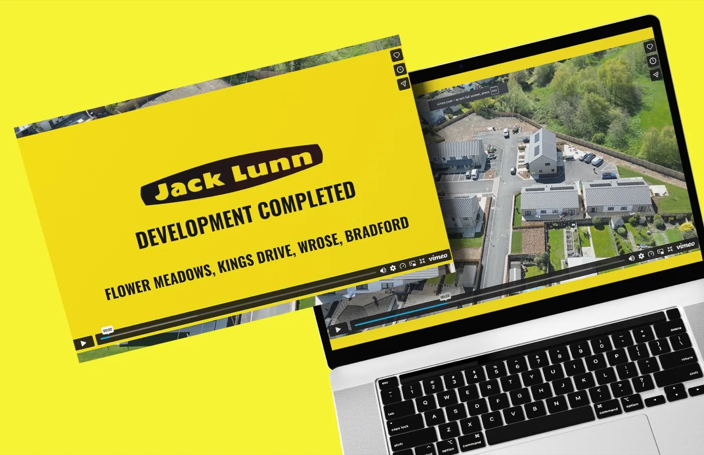 A Jack Lunn development video filmed by Halizona from the drone, shown on a laptop
