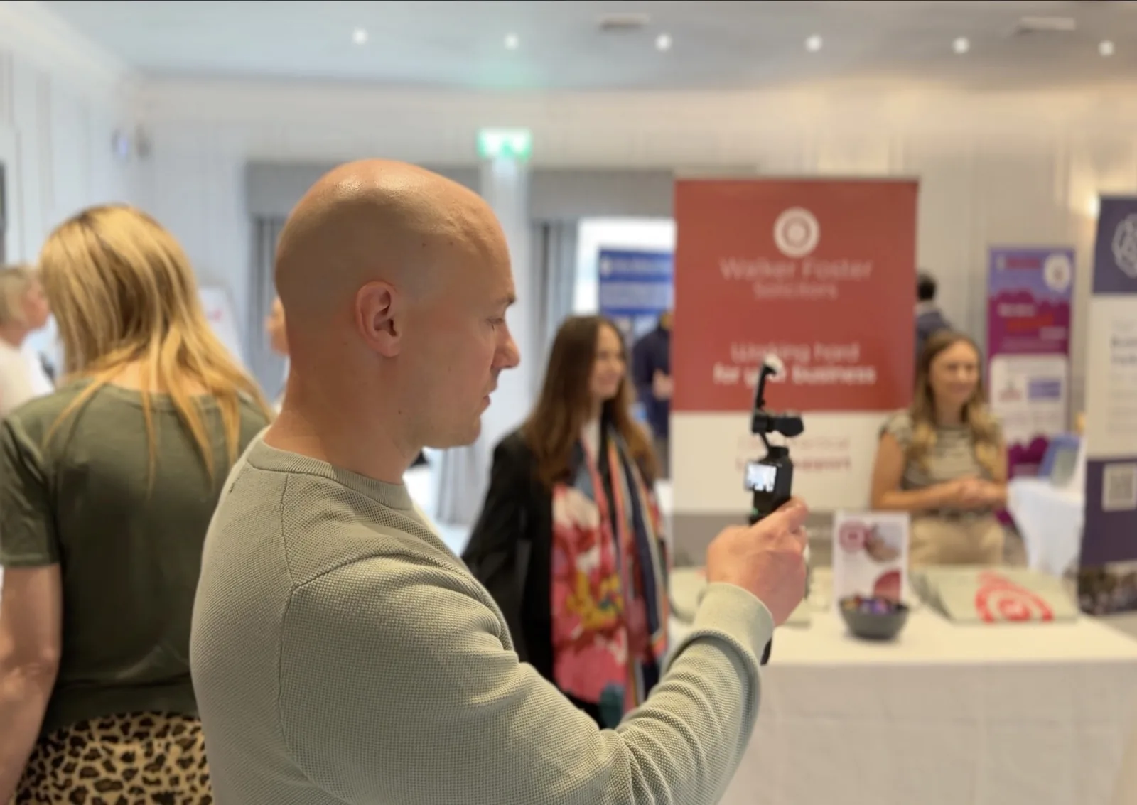 David from Halizona filming video at a Yorkshire business event